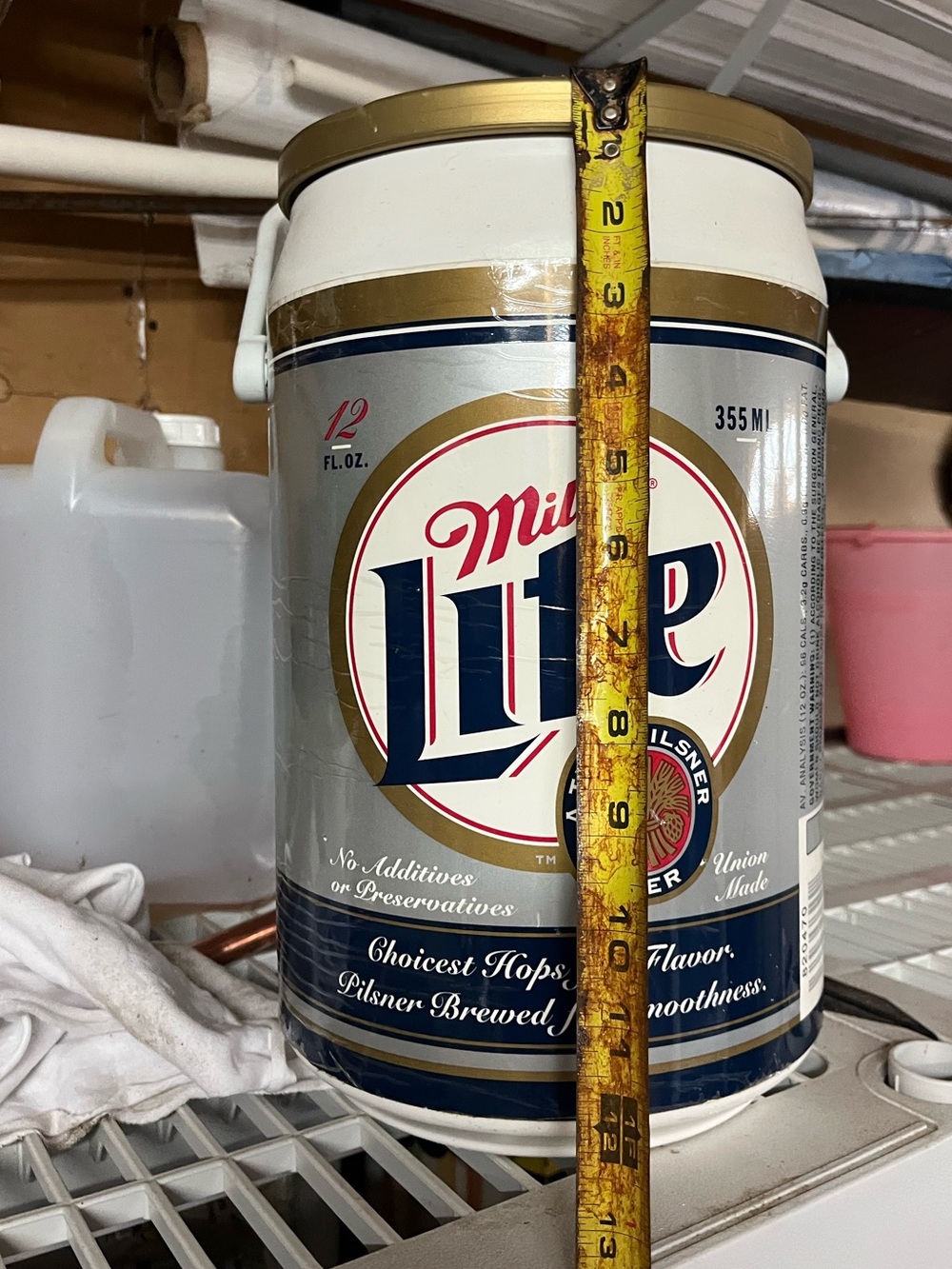 Miller Lite Vintage Style Beer Can Cooler Pail - White, Gold, Navy